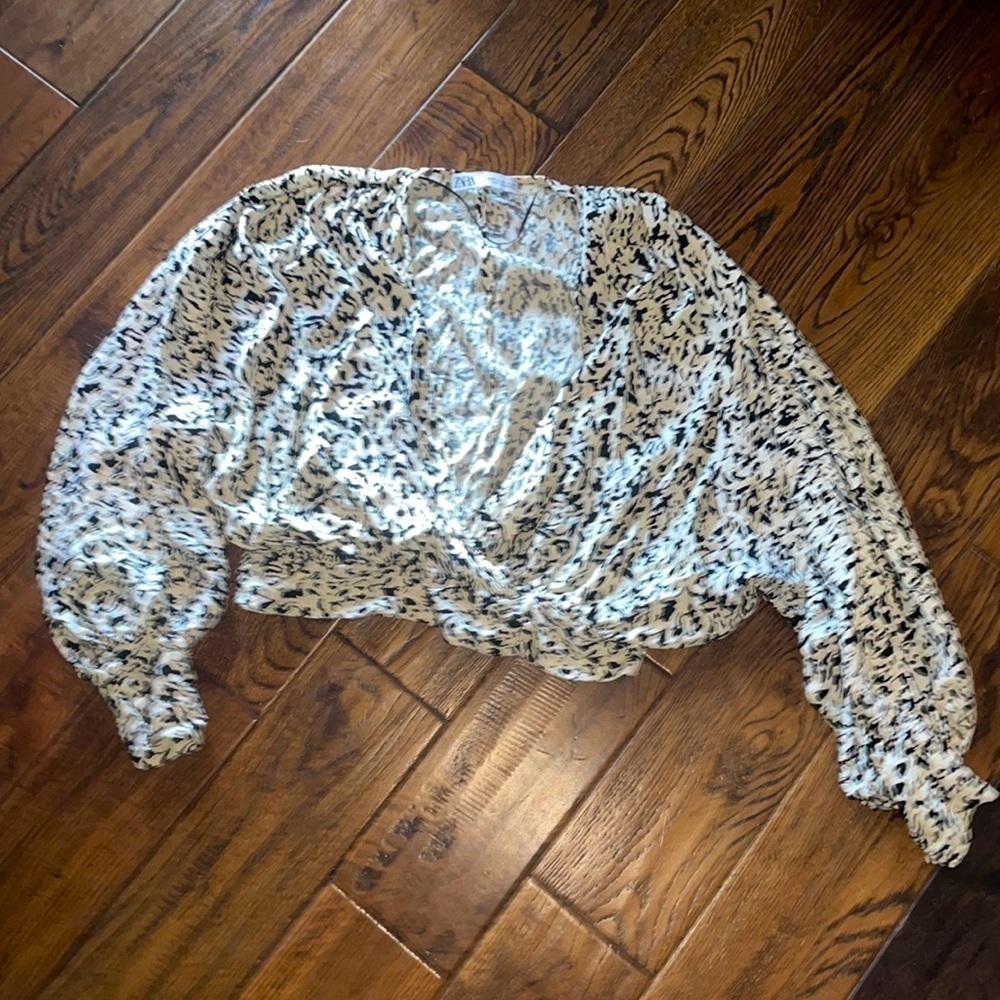 Zara Floral Tie Front Crop Top Size XS